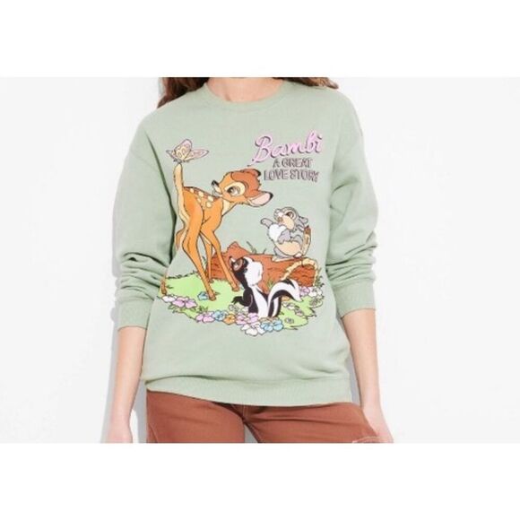 Bambi Disney Junior's Printed Sweat Shirt size XL~Green/yellow/brown - Picture 1 of 5